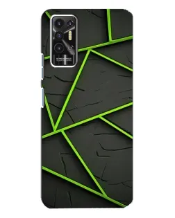 Чохол для TECNO Pova 2 (LE7n) з картинкою «Зелені геометричні лінії»