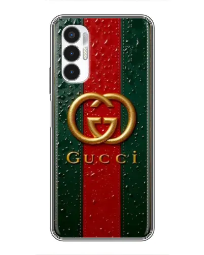 Чехол для TECNO POVA 3 (LF7n) с картинкой «Gucci — фирменная полоса и золото» Чехол для TECNO POVA 3 (LF7n) с картинкой «Gucci — фирменная полоса и золото»