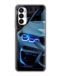 Чехол для TECNO POVA 3 (LF7n) с картинкой «Взгляд BMW с синими фарами»