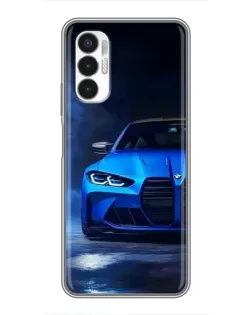 Чехол для TECNO POVA 3 (LF7n) с картинкой «Голубая BMW M4»