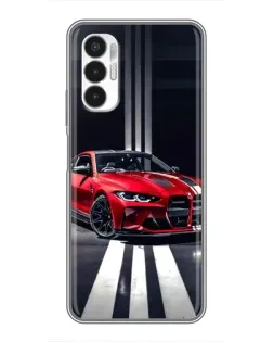 Чехол для TECNO POVA 3 (LF7n) с картинкой «Красная BMW на дороге»