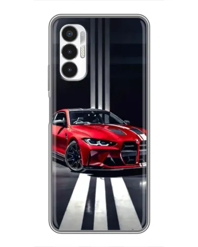 Чехол для TECNO POVA 3 (LF7n) с картинкой «Красная BMW на дороге»