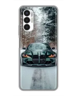 Чехол для TECNO POVA 3 (LF7n) с картинкой «BMW в зимнем лесу»