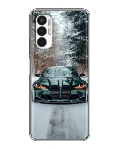 Чехол для TECNO POVA 3 (LF7n) с картинкой «BMW в зимнем лесу»