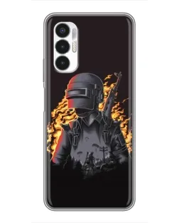 Чехол для TECNO POVA 3 (LF7n) с картинкой «PUBG — огненный силуэт» Чехол для TECNO POVA 3 (LF7n) с картинкой «PUBG — огненный силуэт»