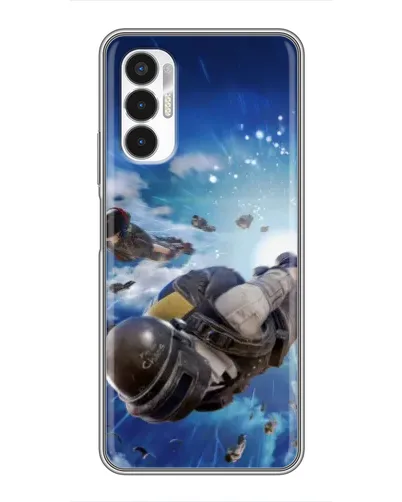 Чехол для TECNO POVA 3 (LF7n) с картинкой «Десант PUBG — прыжок»