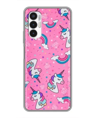 Чехол для TECNO POVA 3 (LF7n) с картинкой «Unicorn паттерн розовый»
