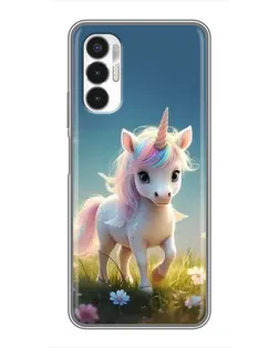 Чехол для TECNO POVA 3 (LF7n) с картинкой «Единорог на поляне»