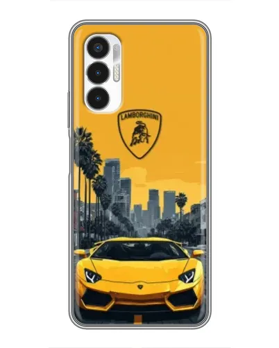 Чехол для TECNO POVA 3 (LF7n) с картинкой «Желтый Lamborghini город»