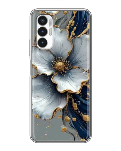 Чехол для TECNO POVA 3 (LF7n) с картинкой «Белый цветок и золотой флюид» Чехол для TECNO POVA 3 (LF7n) с картинкой «Белый цветок и золотой флюид»