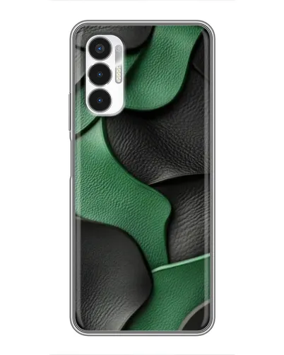 Чехол для TECNO POVA 3 (LF7n) с картинкой «Зеленые кожаные волны» Чехол для TECNO POVA 3 (LF7n) с картинкой «Зеленые кожаные волны»