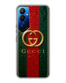 Чохол для TECNO POVA 4 (LG7n) з картинкою «Gucci — фірмова смуга та золото»