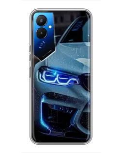 Чехол для TECNO POVA 4 (LG7n) с картинкой «Взгляд BMW с синими фарами»