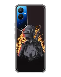 Чехол для TECNO POVA 4 (LG7n) с картинкой «PUBG — огненный силуэт»