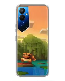 Чехол для TECNO POVA 4 (LG7n) с картинкой «Майнкрафт закат солнца»