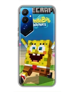 Чехол для TECNO POVA 4 (LG7n) с картинкой «Губка Боб Minecraft»