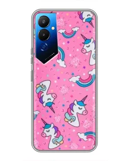 Чехол для TECNO POVA 4 (LG7n) с картинкой «Unicorn паттерн розовый»