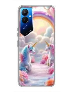 Чехол для TECNO POVA 4 (LG7n) с картинкой «Радуга и единороги»
