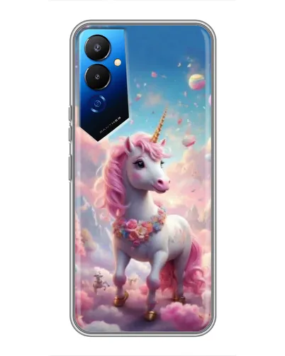 Чехол для TECNO POVA 4 (LG7n) с картинкой «Единорог среди облаков»