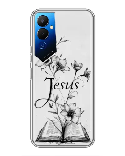 Чехол для TECNO POVA 4 (LG7n) с картинкой «Цветы и Библия»