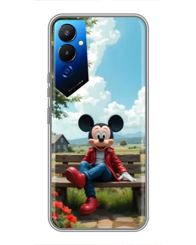 Чехол для TECNO POVA 4 (LG7n) с картинкой «Микки на скамейке»
