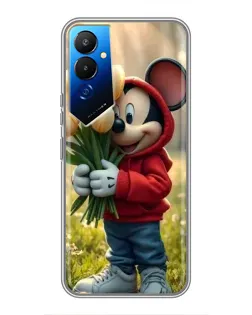 Чехол для TECNO POVA 4 (LG7n) с картинкой «Микки с тюльпанами»