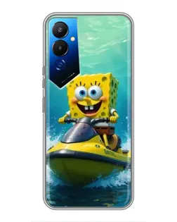 Чехол для TECNO POVA 4 (LG7n) с картинкой «Спанч Боб на гидроцикле»
