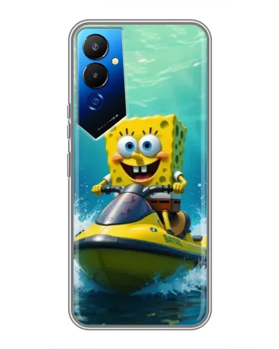 Чехол для TECNO POVA 4 (LG7n) с картинкой «Спанч Боб на гидроцикле»
