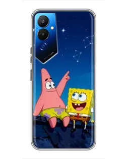 Чехол для TECNO POVA 4 (LG7n) с картинкой «Губка Боб и Патрик ночью»