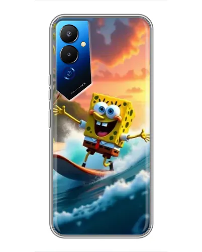 Чехол для TECNO POVA 4 (LG7n) с картинкой «Губка Боб серфингист»