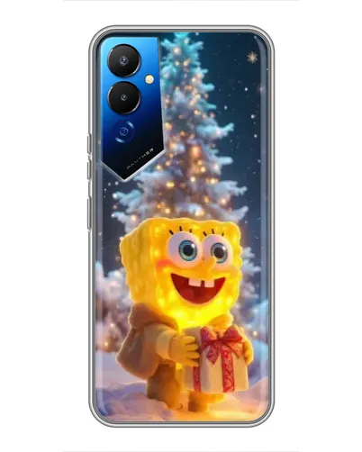 Чехол для TECNO POVA 4 (LG7n) с картинкой «Рождественский Спанч Боб»