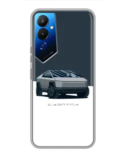 Чехол для TECNO POVA 4 (LG7n) с картинкой «Серебристый Cybertruck Tesla»