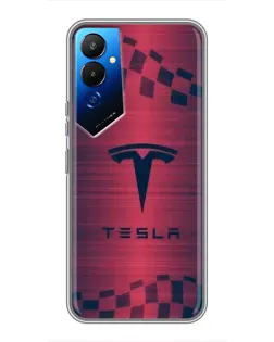 Чехол для TECNO POVA 4 (LG7n) с картинкой «Тесла красный карбон»
