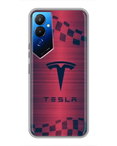 Чехол для TECNO POVA 4 (LG7n) с картинкой «Тесла красный карбон» Чехол для TECNO POVA 4 (LG7n) с картинкой «Тесла красный карбон»