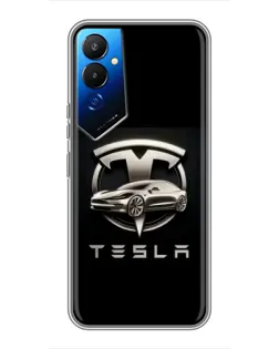 Чехол для TECNO POVA 4 (LG7n) с картинкой «Tesla — серебристое авто»