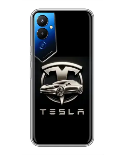 Чехол для TECNO POVA 4 (LG7n) с картинкой «Tesla — серебристое авто» Чехол для TECNO POVA 4 (LG7n) с картинкой «Tesla — серебристое авто»