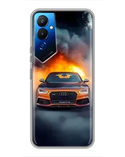 Чехол для TECNO POVA 4 (LG7n) с картинкой «Audi в огненном дыму»