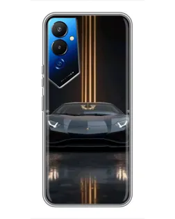 Чехол для TECNO POVA 4 (LG7n) с картинкой «Lamborghini золотые линии»