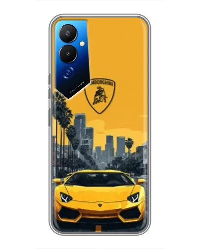 Чехол для TECNO POVA 4 (LG7n) с картинкой «Желтый Lamborghini город»