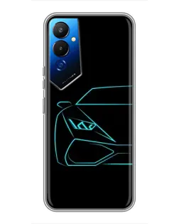 Чехол для TECNO POVA 4 (LG7n) с картинкой «Голубой силуэт Lamborghini»