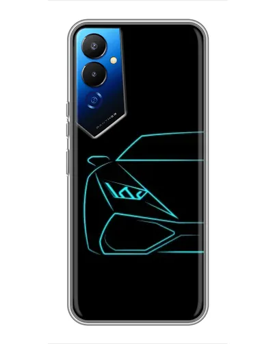 Чехол для TECNO POVA 4 (LG7n) с картинкой «Голубой силуэт Lamborghini»
