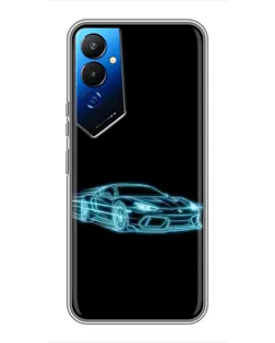 Чехол для TECNO POVA 4 (LG7n) с картинкой «Неоновый контур Lamborghini»