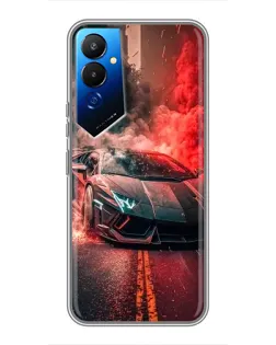 Чехол для TECNO POVA 4 (LG7n) с картинкой «Lamborghini красный дым»