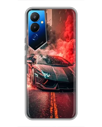 Чехол для TECNO POVA 4 (LG7n) с картинкой «Lamborghini красный дым»