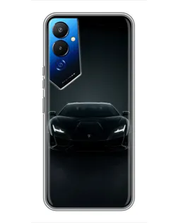 Чехол для TECNO POVA 4 (LG7n) с картинкой «Черный Lamborghini Aventador»