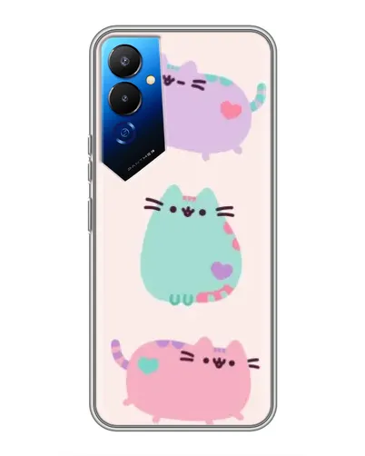 Чехол для TECNO POVA 4 (LG7n) с картинкой «Pusheen трио» Чехол для TECNO POVA 4 (LG7n) с картинкой «Pusheen трио»