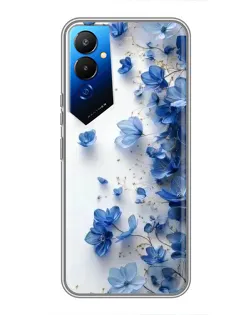 Чехол для TECNO POVA 4 (LG7n) с картинкой «Голубой цветочный каскад»