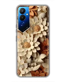Чехол для TECNO POVA 4 (LG7n) с картинкой «Бежевый флористический декор»