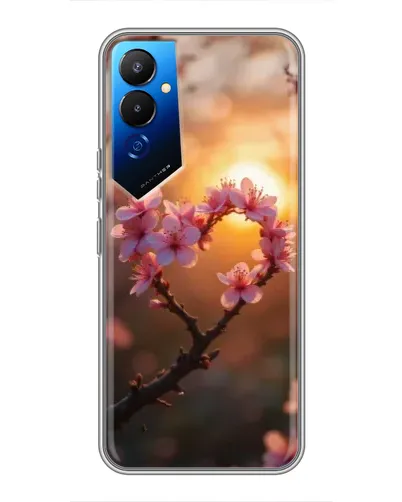 Чехол для TECNO POVA 4 (LG7n) с картинкой «Розовый цвет сердце на фоне заката»