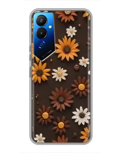 Чехол для TECNO POVA 4 (LG7n) с картинкой «Узор из маленьких подсолнухов»